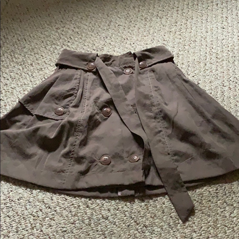 Brown button-up flare skirt